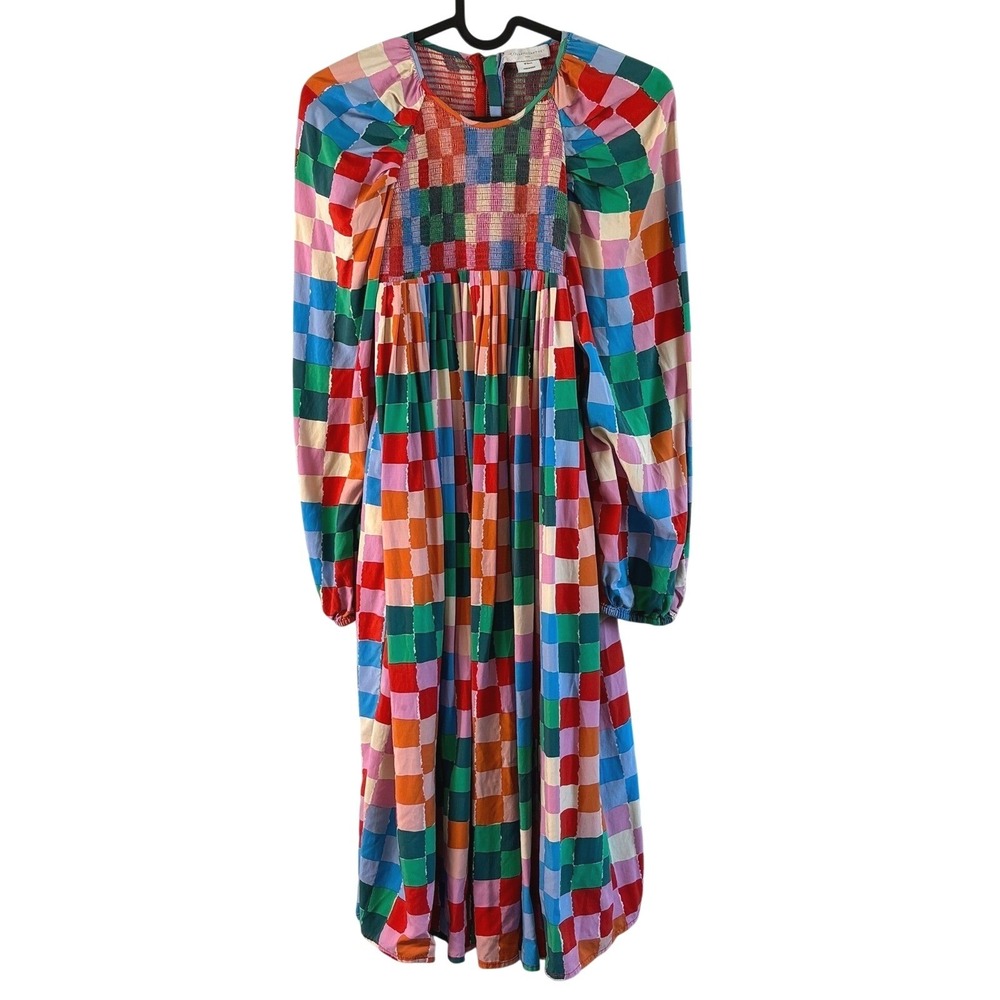 Stella McCartney Kids Woven Dress Multicolor Girls 12 Years Smocked Checkerboard